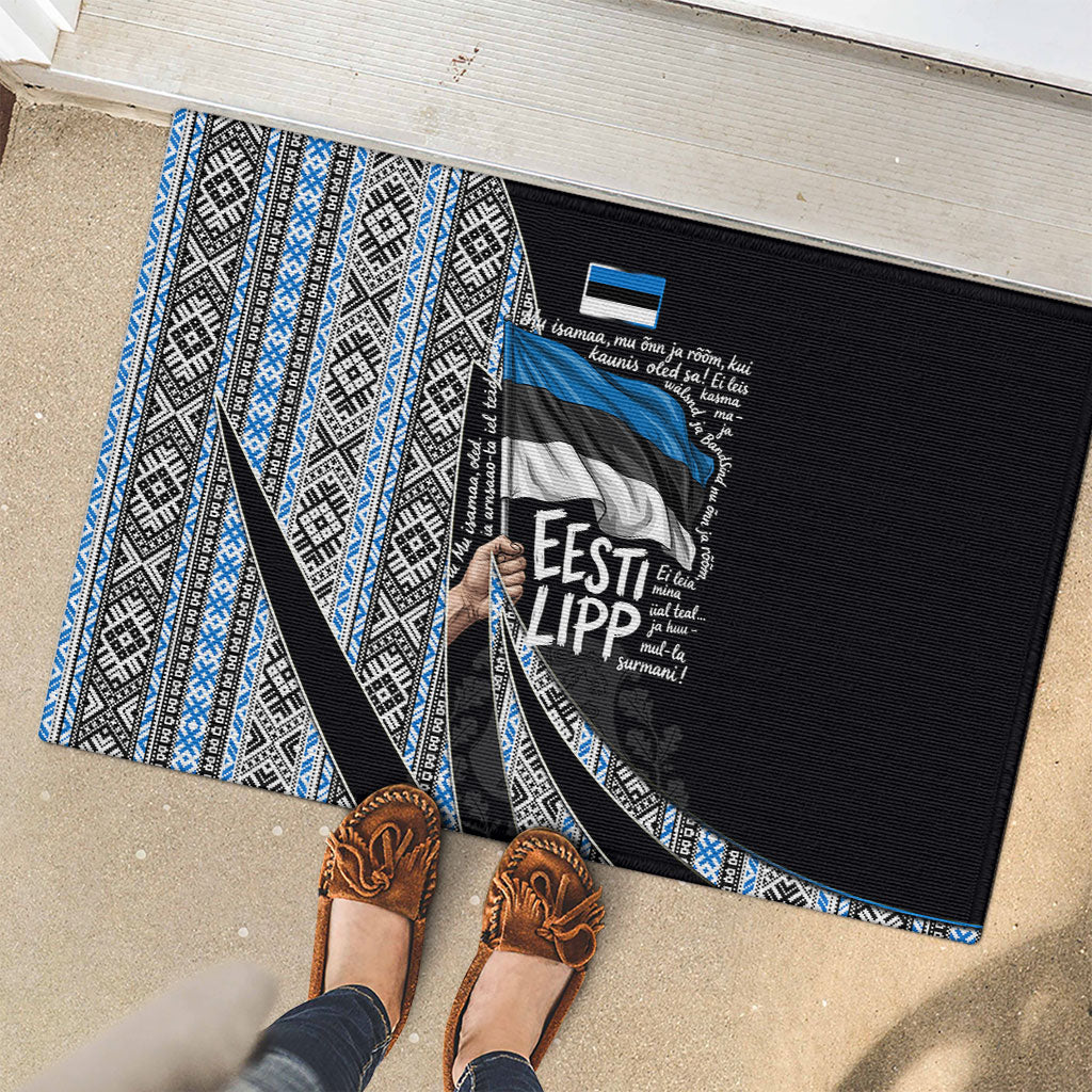 Estonia June 4 1884 Eesti Lipp Rubber Doormat Ethnic Traditional Folk Art Flag