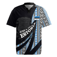 Estonia June 4 1884 Eesti Lipp Rugby Jersey Ethnic Traditional Folk Art Flag