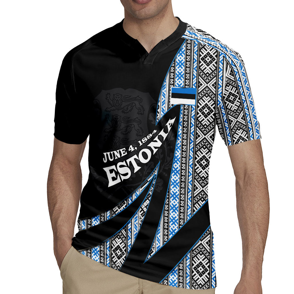 Estonia June 4 1884 Eesti Lipp Rugby Jersey Ethnic Traditional Folk Art Flag