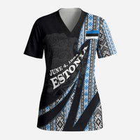 Estonia June 4 1884 Eesti Lipp Scrub Top Ethnic Traditional Folk Art Flag