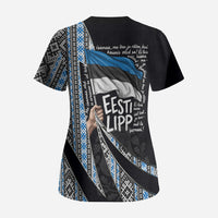 Estonia June 4 1884 Eesti Lipp Scrub Top Ethnic Traditional Folk Art Flag