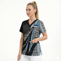 Estonia June 4 1884 Eesti Lipp Scrub Top Ethnic Traditional Folk Art Flag