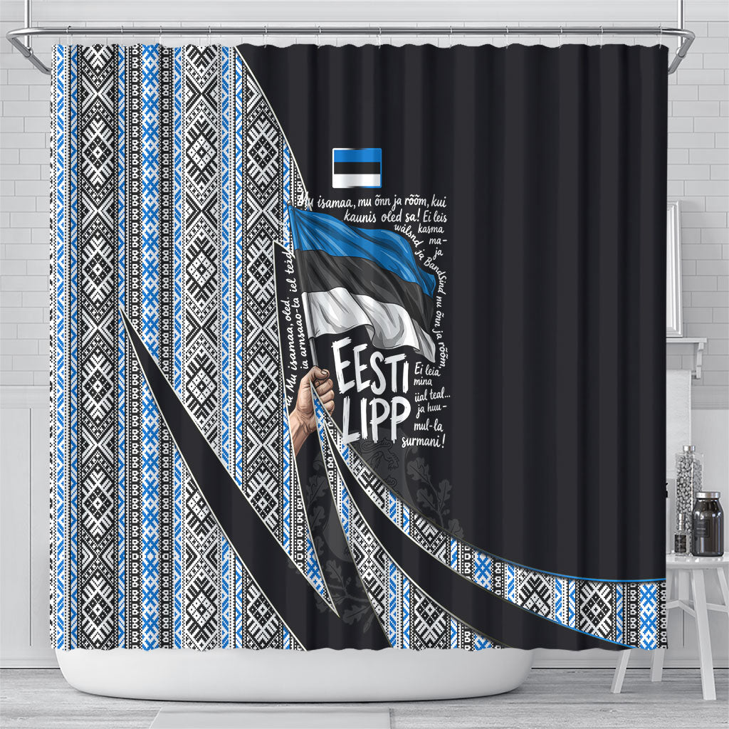 Estonia June 4 1884 Eesti Lipp Shower Curtain Ethnic Traditional Folk Art Flag