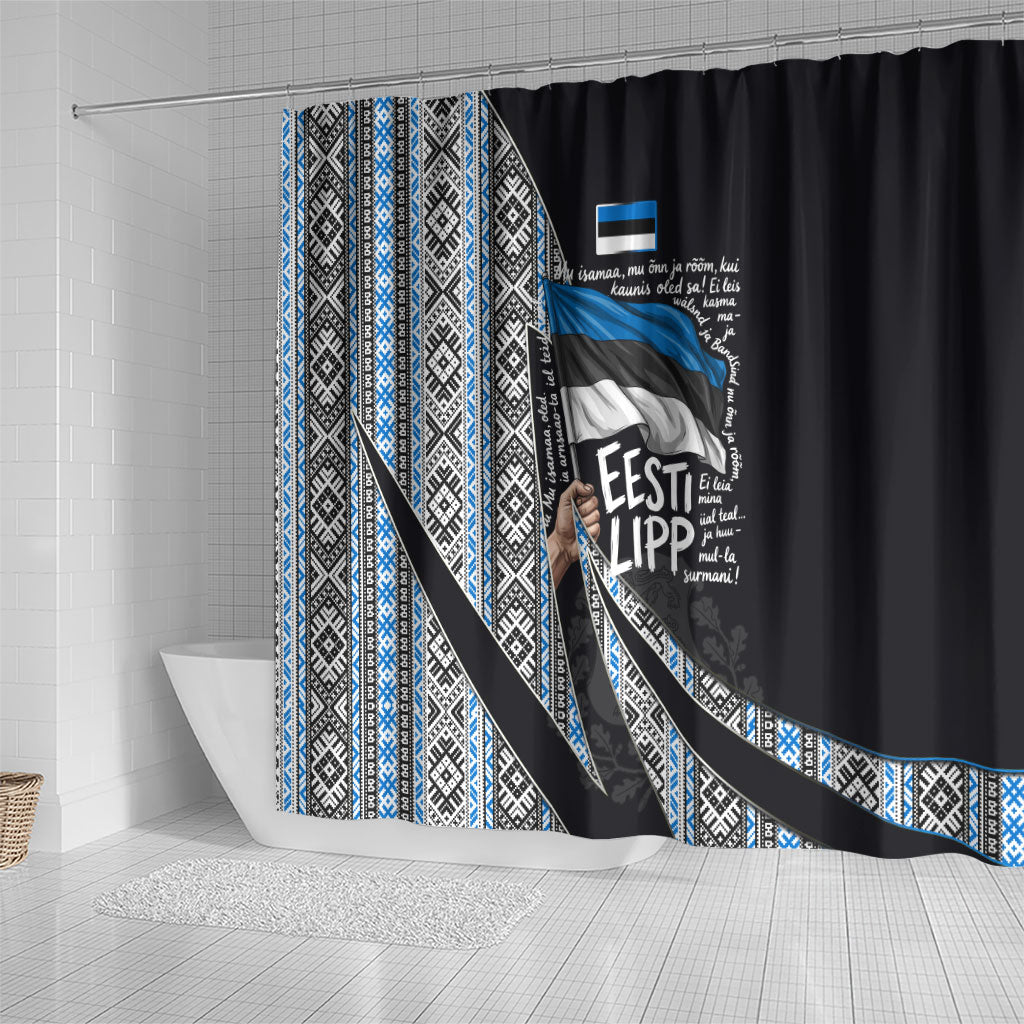 Estonia June 4 1884 Eesti Lipp Shower Curtain Ethnic Traditional Folk Art Flag