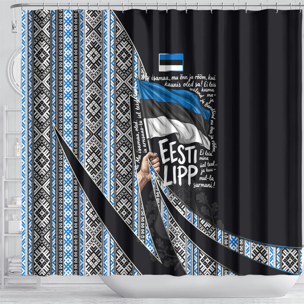 Estonia June 4 1884 Eesti Lipp Shower Curtain Ethnic Traditional Folk Art Flag