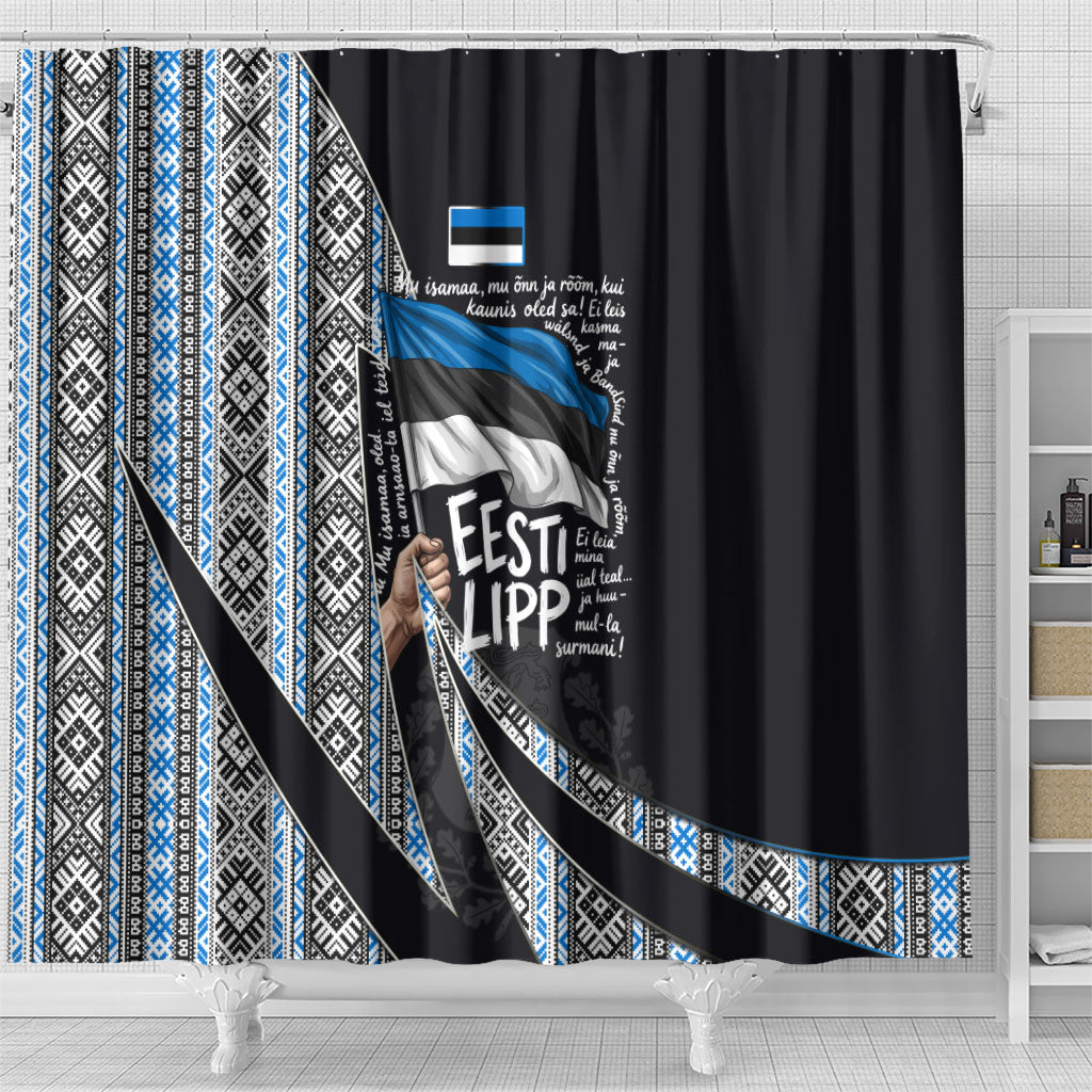 Estonia June 4 1884 Eesti Lipp Shower Curtain Ethnic Traditional Folk Art Flag