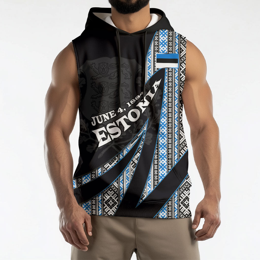 Estonia June 4 1884 Eesti Lipp Sleeveless Hoodie Ethnic Traditional Folk Art Flag