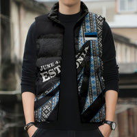 Estonia June 4 1884 Eesti Lipp Sleeveless Puffer Jacket Ethnic Traditional Folk Art Flag