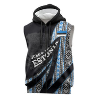 Estonia June 4 1884 Eesti Lipp Sleeveless Zip Hoodie Ethnic Traditional Folk Art Flag