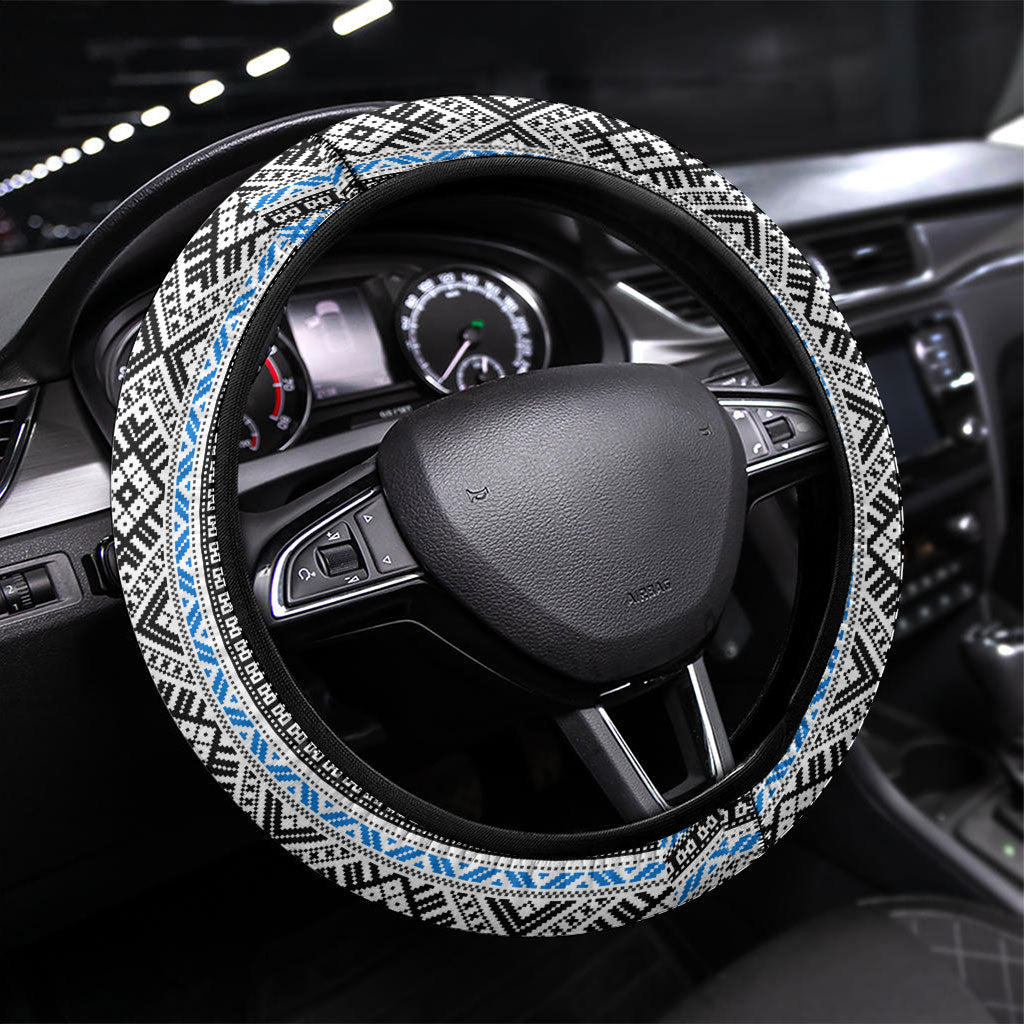 Estonia June 4 1884 Eesti Lipp Steering Wheel Cover Ethnic Traditional Folk Art Flag