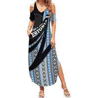 Estonia June 4 1884 Eesti Lipp Summer Maxi Dress Ethnic Traditional Folk Art Flag