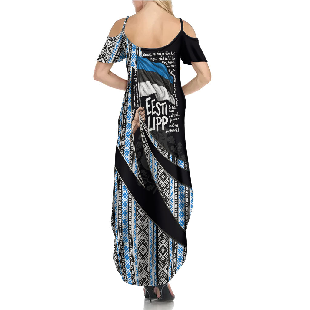 Estonia June 4 1884 Eesti Lipp Summer Maxi Dress Ethnic Traditional Folk Art Flag