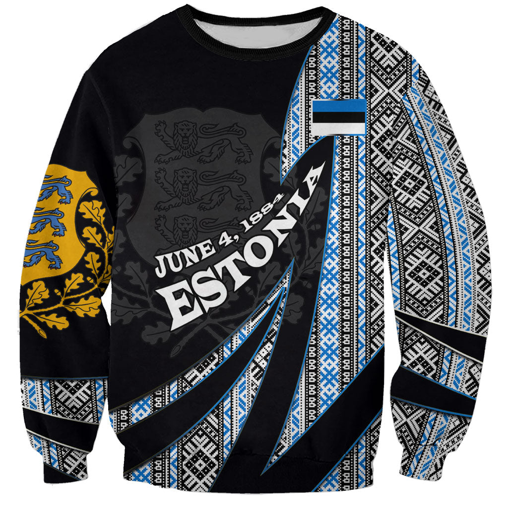 Estonia June 4 1884 Eesti Lipp Sweatshirt Ethnic Traditional Folk Art Flag