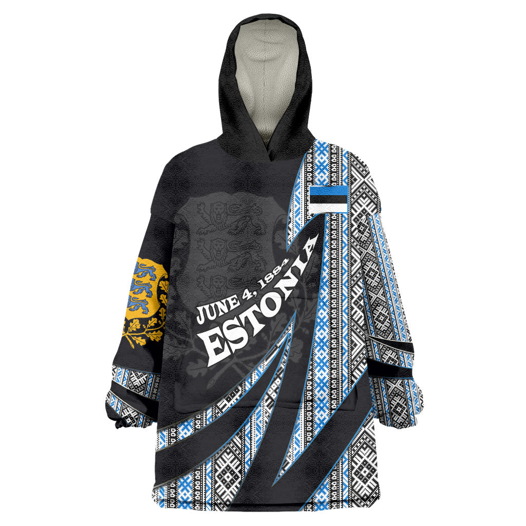 Estonia June 4 1884 Eesti Lipp Wearable Blanket Hoodie Ethnic Traditional Folk Art Flag
