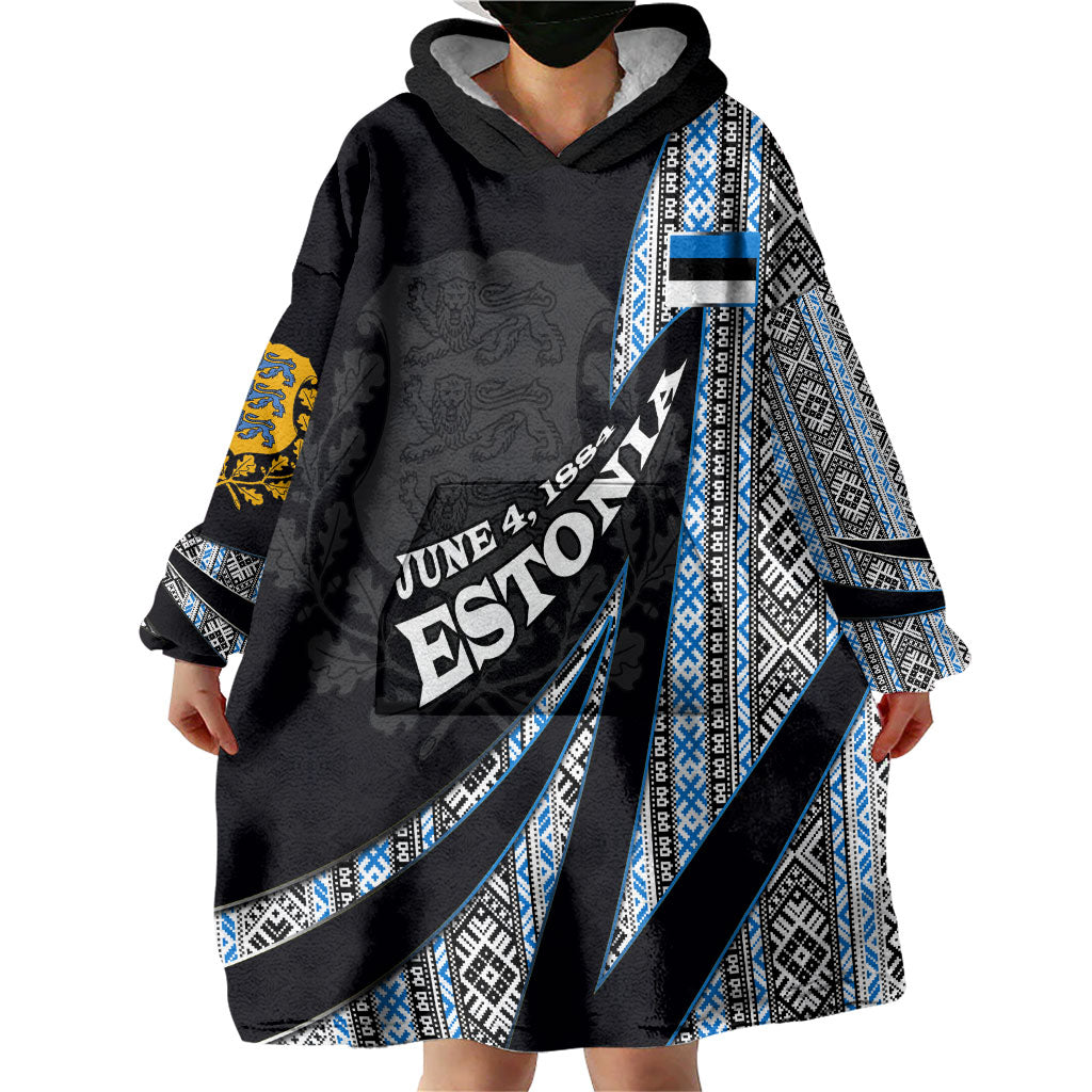 Estonia June 4 1884 Eesti Lipp Wearable Blanket Hoodie Ethnic Traditional Folk Art Flag