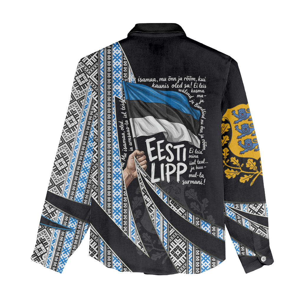 Estonia June 4 1884 Eesti Lipp Women Casual Shirt Ethnic Traditional Folk Art Flag