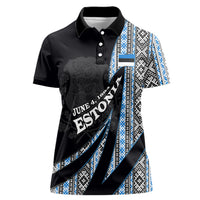 Estonia June 4 1884 Eesti Lipp Women Polo Shirt Ethnic Traditional Folk Art Flag