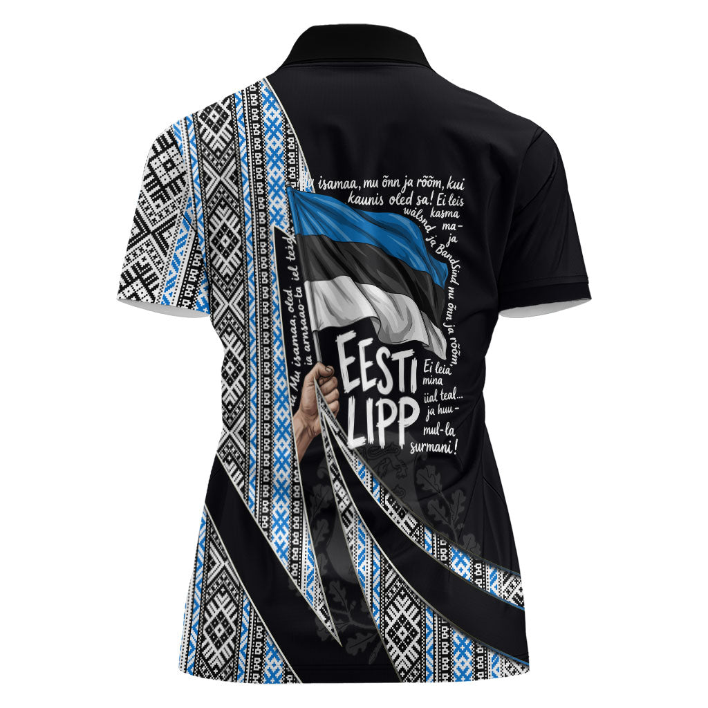 Estonia June 4 1884 Eesti Lipp Women Polo Shirt Ethnic Traditional Folk Art Flag
