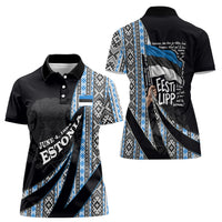 Estonia June 4 1884 Eesti Lipp Women Polo Shirt Ethnic Traditional Folk Art Flag