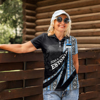 Estonia June 4 1884 Eesti Lipp Women Polo Shirt Ethnic Traditional Folk Art Flag