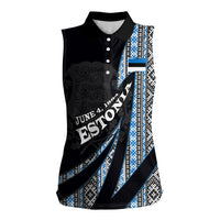 Estonia June 4 1884 Eesti Lipp Women Sleeveless Polo Shirt Ethnic Traditional Folk Art Flag