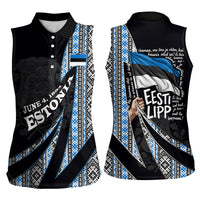 Estonia June 4 1884 Eesti Lipp Women Sleeveless Polo Shirt Ethnic Traditional Folk Art Flag
