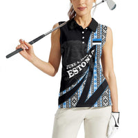 Estonia June 4 1884 Eesti Lipp Women Sleeveless Polo Shirt Ethnic Traditional Folk Art Flag