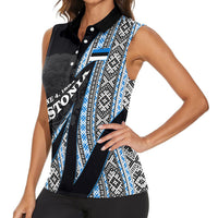 Estonia June 4 1884 Eesti Lipp Women Sleeveless Polo Shirt Ethnic Traditional Folk Art Flag