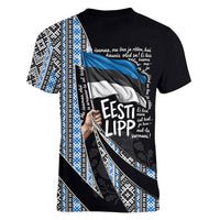 Estonia June 4 1884 Eesti Lipp Women V-Neck T-Shirt Ethnic Traditional Folk Art Flag