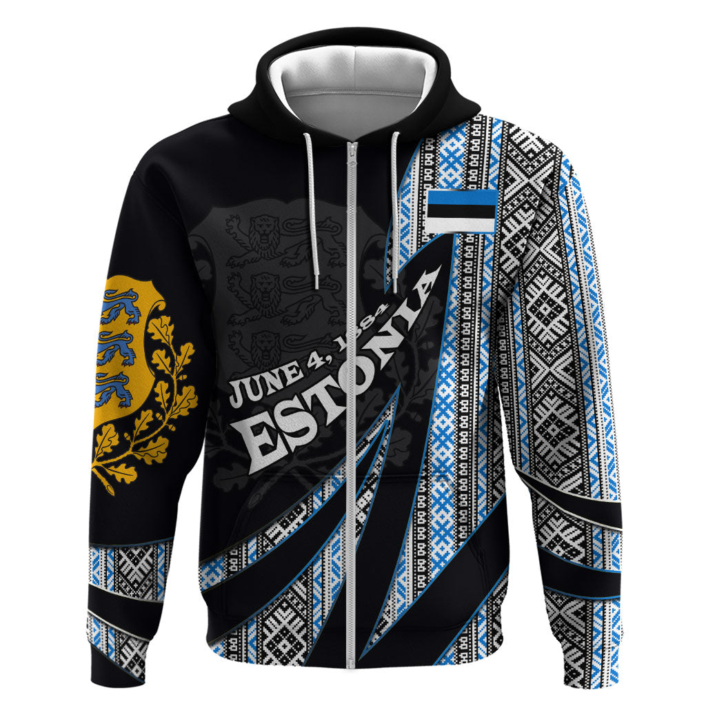 Estonia June 4 1884 Eesti Lipp Zip Hoodie Ethnic Traditional Folk Art Flag
