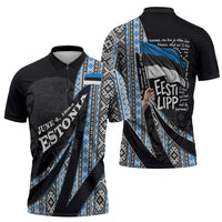 Estonia June 4 1884 Eesti Lipp Zipper Polo Shirt Ethnic Traditional Folk Art Flag