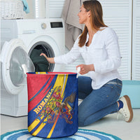 Romania Flag Day Laundry Basket Libertate Ziua Drapelului - Eagle Patriotic Tricolor Floral