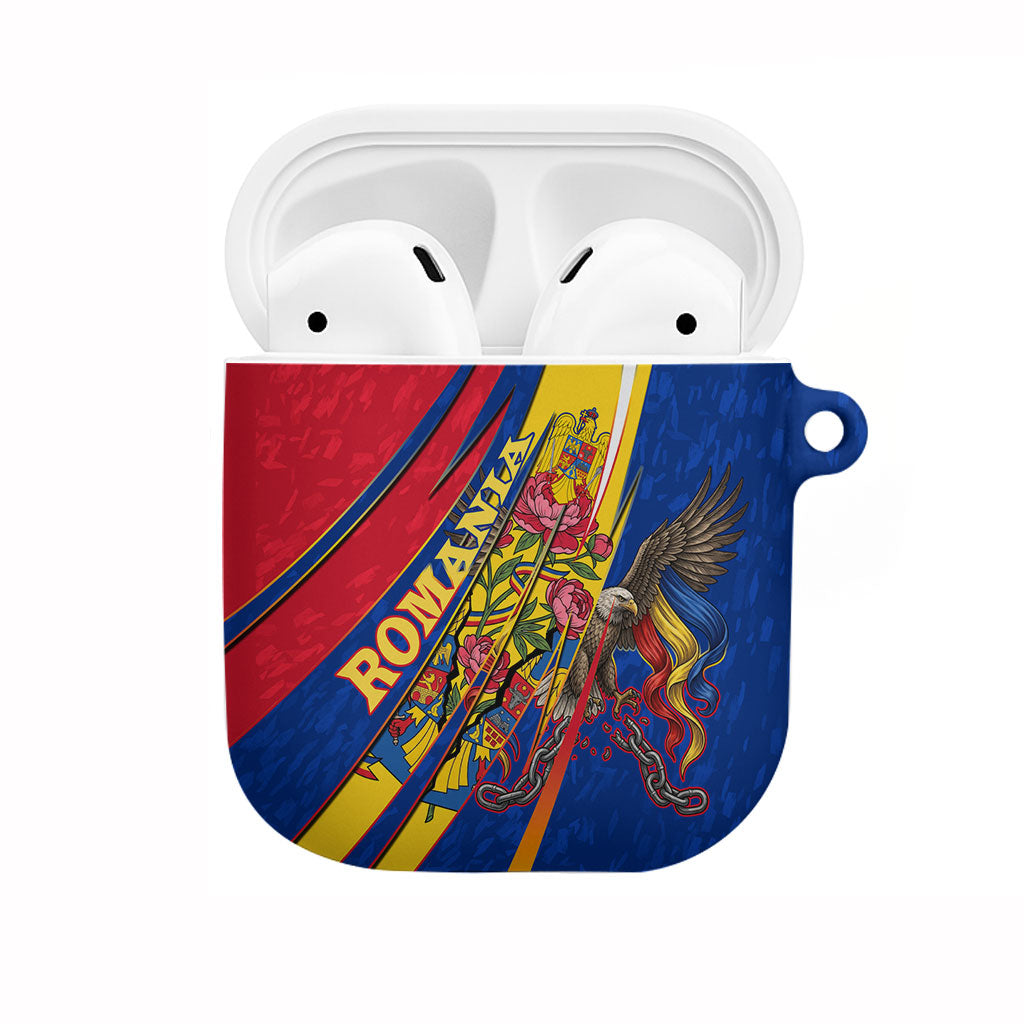 Romania Flag Day AirPods Case Libertate Ziua Drapelului - Eagle Patriotic Tricolor Floral