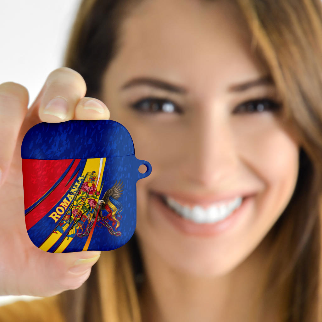 Romania Flag Day AirPods Case Libertate Ziua Drapelului - Eagle Patriotic Tricolor Floral