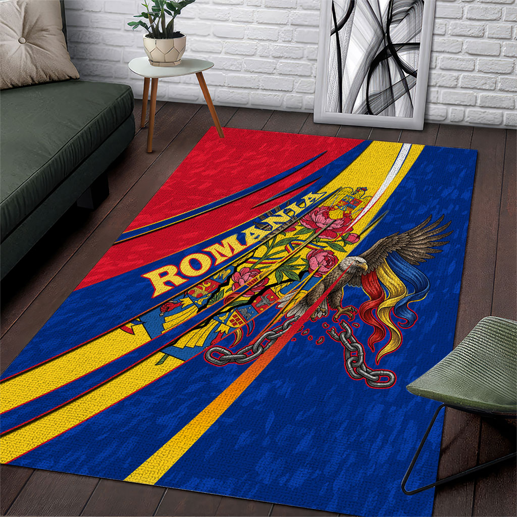 Romania Flag Day Area Rug Libertate Ziua Drapelului - Eagle Patriotic Tricolor Floral