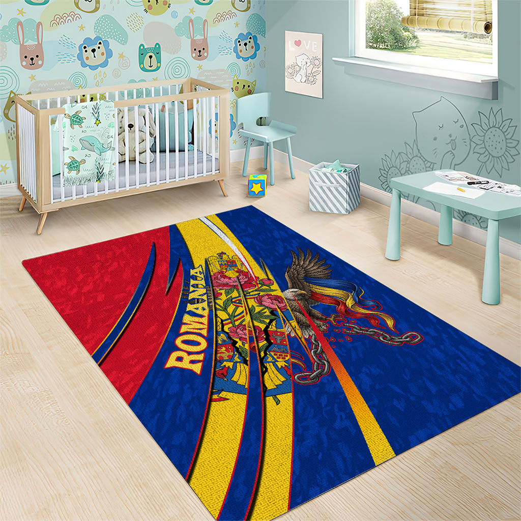 Romania Flag Day Area Rug Libertate Ziua Drapelului - Eagle Patriotic Tricolor Floral
