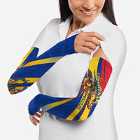 Romania Flag Day Arm Sleeves Libertate Ziua Drapelului - Eagle Patriotic Tricolor Floral