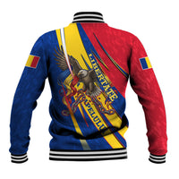 Romania Flag Day Baseball Jacket Libertate Ziua Drapelului - Eagle Patriotic Tricolor Floral