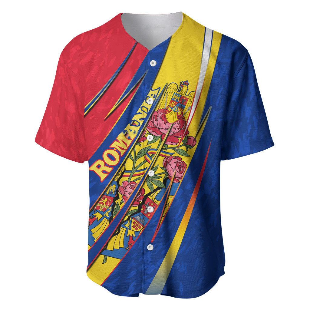 Romania Flag Day Baseball Jersey Libertate Ziua Drapelului - Eagle Patriotic Tricolor Floral