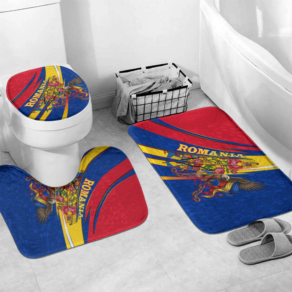 Romania Flag Day Bathroom Set Libertate Ziua Drapelului - Eagle Patriotic Tricolor Floral