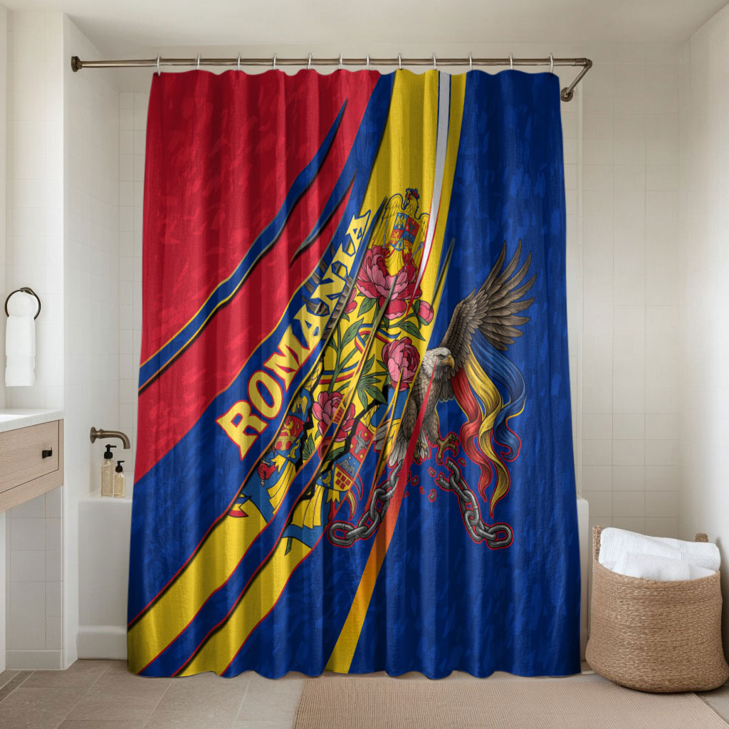 Romania Flag Day Bathroom Set Libertate Ziua Drapelului - Eagle Patriotic Tricolor Floral