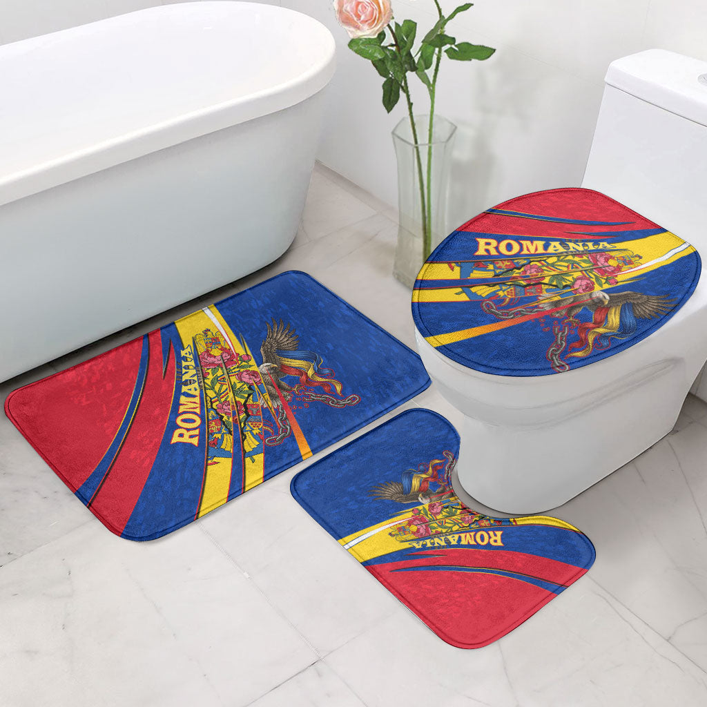 Romania Flag Day Bathroom Set Libertate Ziua Drapelului - Eagle Patriotic Tricolor Floral