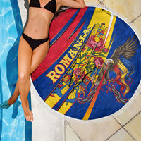 Romania Flag Day Beach Blanket Libertate Ziua Drapelului - Eagle Patriotic Tricolor Floral