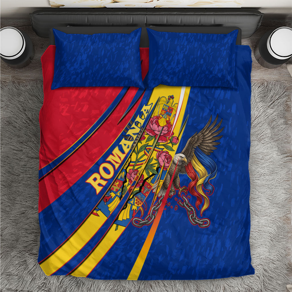Romania Flag Day Bedding Set Libertate Ziua Drapelului - Eagle Patriotic Tricolor Floral