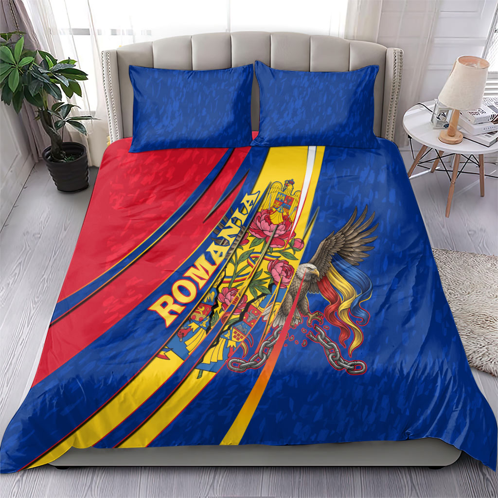 Romania Flag Day Bedding Set Libertate Ziua Drapelului - Eagle Patriotic Tricolor Floral