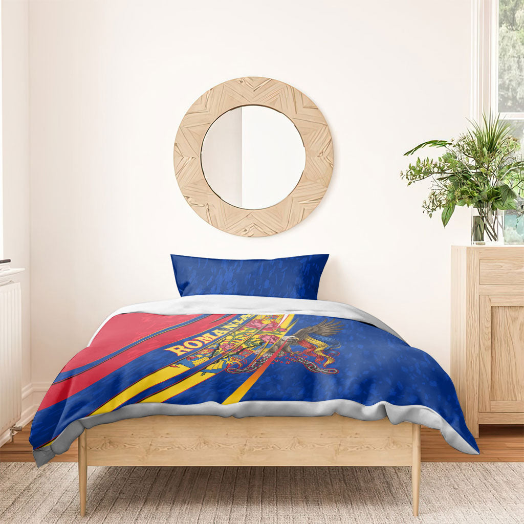 Romania Flag Day Bedding Set Libertate Ziua Drapelului - Eagle Patriotic Tricolor Floral