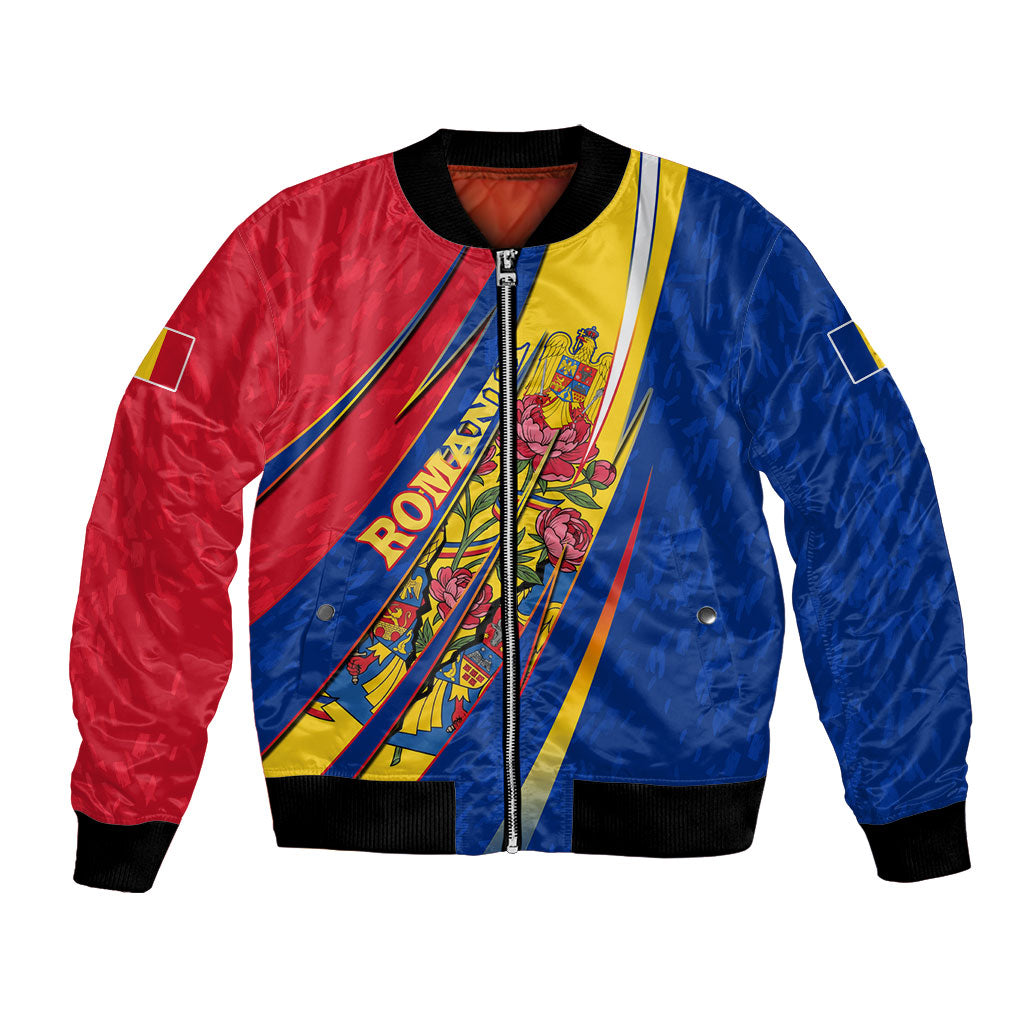 Romania Flag Day Bomber Jacket Libertate Ziua Drapelului - Eagle Patriotic Tricolor Floral