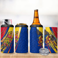 Romania Flag Day 4 in 1 Can Cooler Tumbler Libertate Ziua Drapelului - Eagle Patriotic Tricolor Floral