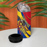 Romania Flag Day 4 in 1 Can Cooler Tumbler Libertate Ziua Drapelului - Eagle Patriotic Tricolor Floral
