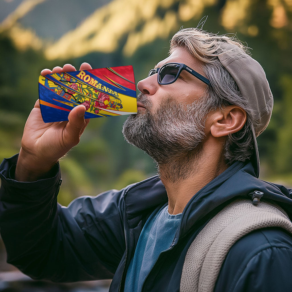 Romania Flag Day 4 in 1 Can Cooler Tumbler Libertate Ziua Drapelului - Eagle Patriotic Tricolor Floral